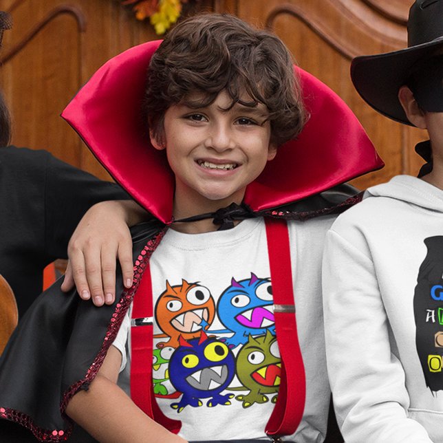 Camiseta Gracioso niño amigo de Monstruo de Halloween (Funny Cute Colorful Halloween Monster Friends Kid T-Shirt)