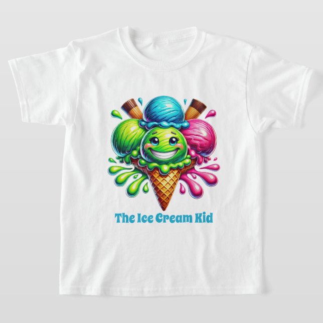 Camiseta Gracioso niño de helados añada texto (Distribución)