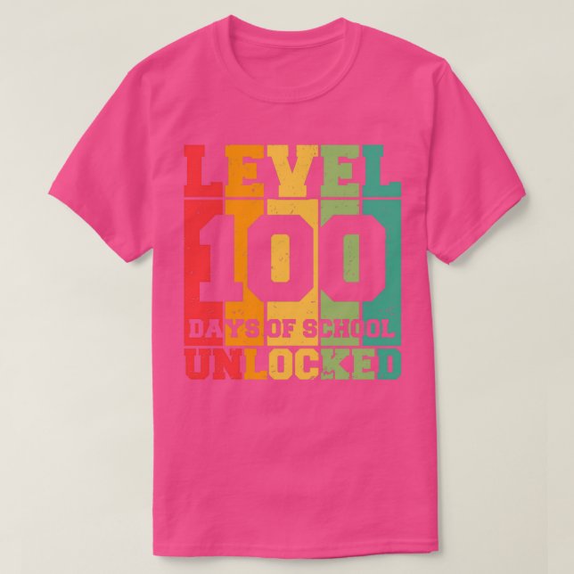 Camiseta Gracioso Nivel 100 Días De Escuela Desbloqueados (Diseño del anverso)