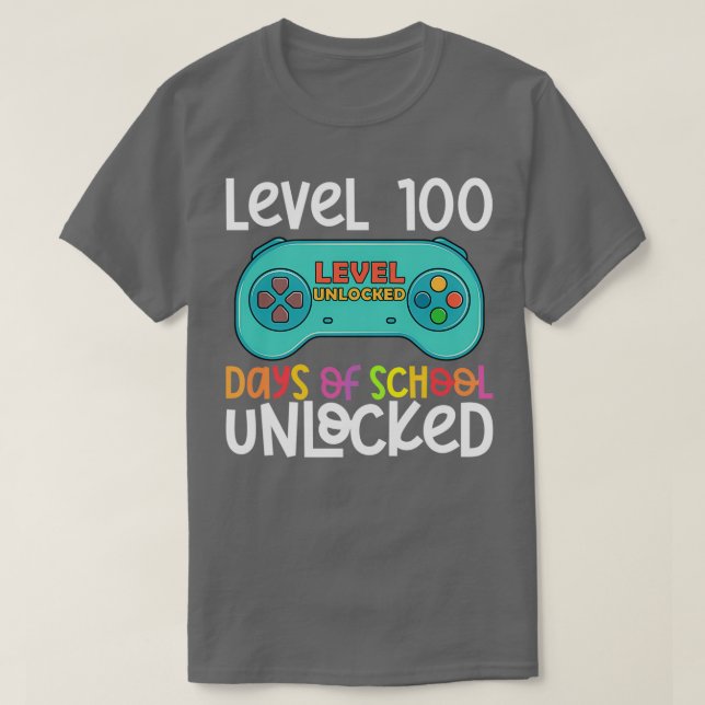 Camiseta Gracioso Nivel 100 Días De Escuela Desbloqueados 1 (Diseño del anverso)