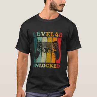 Camiseta Gracioso nivel 40 Regalo desbloqueado Hombres Bday