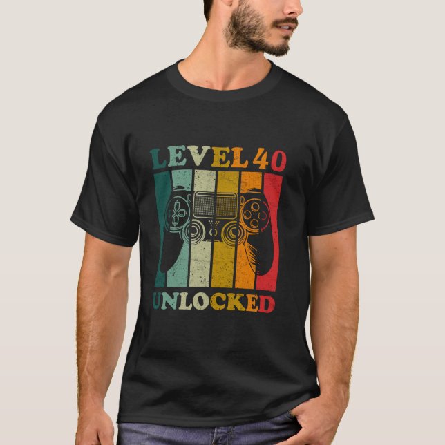 Camiseta Gracioso nivel 40 Regalo desbloqueado Hombres Bday (Anverso)