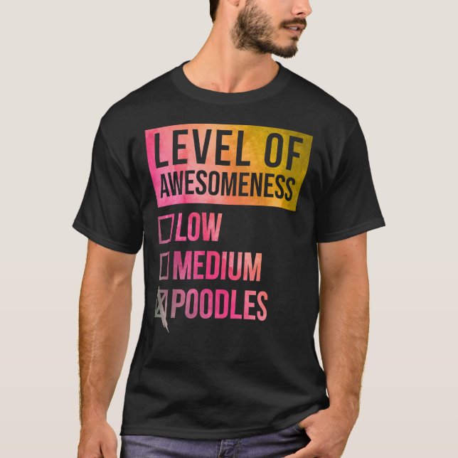 Camiseta Gracioso Nivel De Poodle En Acuarela (Anverso)