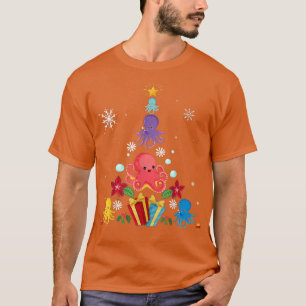 Camiseta Gracioso Octopus Árbol de Navidad Cuadros Navidad