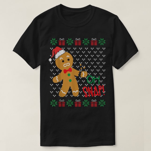 Camiseta Gracioso Oh Snap Gingerbread Man Broken Arm Ugly C (Diseño del anverso)
