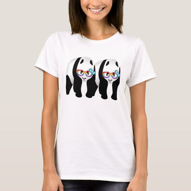 Camiseta Gracioso Orgullo Gay Hipster Pandas (Anverso)