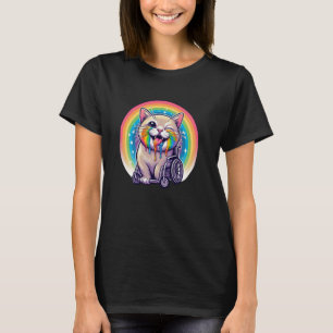 Camiseta Gracioso orgullo LGBT+ Gato de discapacidad arcoir