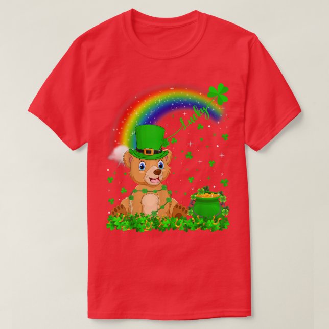 Camiseta Gracioso oso oso oso arcoiris shamrock irlandés St (Diseño del anverso)