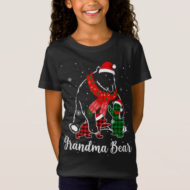 Camiseta Gracioso oso oso verde rojo vestido de abuela a ju (Anverso)
