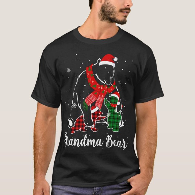 Camiseta Gracioso oso oso verde rojo vestido de abuela a ju (Anverso)