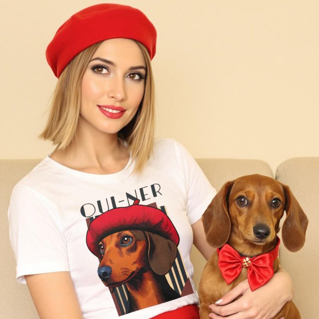 Camiseta Gracioso Oui-Ner Perro francés Weiner Lover (Funny Oui-Ner French Weiner Dog Lover T-Shirt.)