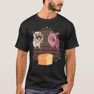 Camiseta Gracioso pan de pan de cerdo de perro de pug, comp