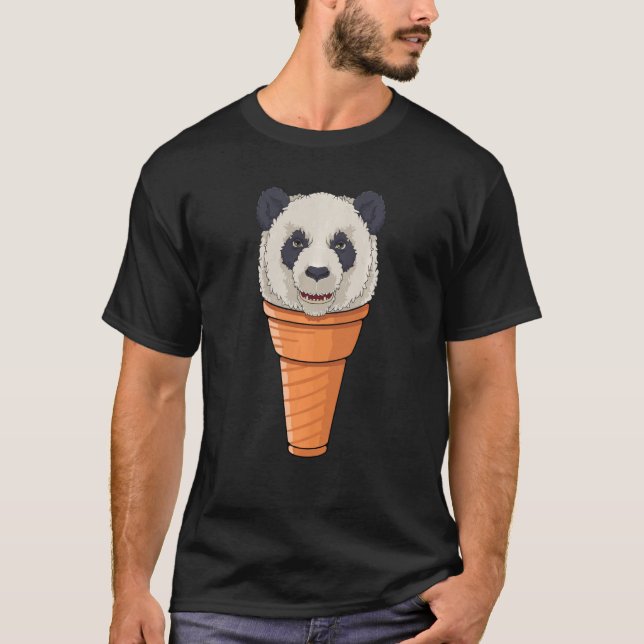 Camiseta Gracioso Panda Ice Cream Cone Waffle Summer (Anverso)