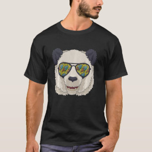 Camiseta Gracioso Panda Ice Cream Gafas De Sol Menú De Vera