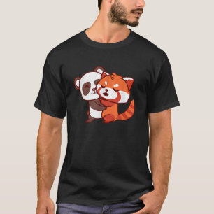 Camiseta Gracioso Panda Rojo Kawaii Oso Animal Japonés Cute