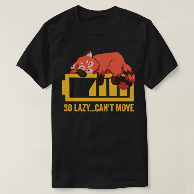 Camiseta Gracioso Panda Rojo Lazy (Diseño del anverso)