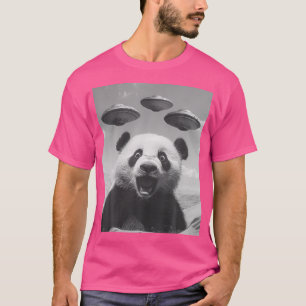 Camiseta Gracioso Panda Selfie Con Ufos Weird Panda