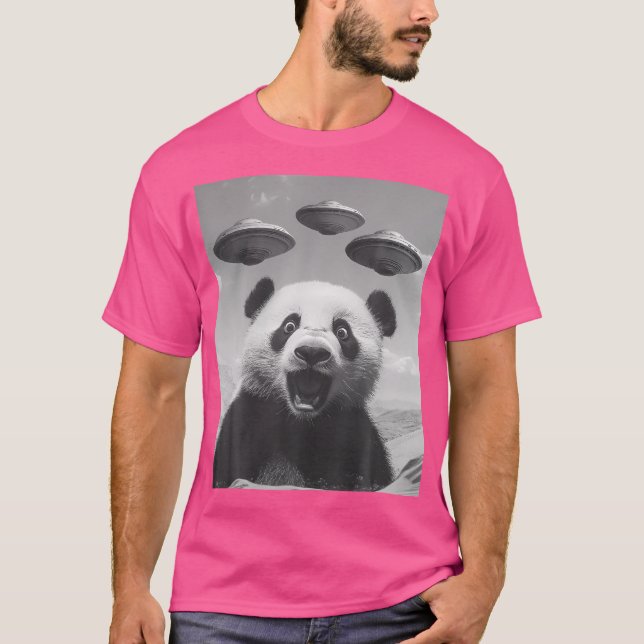 Camiseta Gracioso Panda Selfie Con Ufos Weird Panda (Anverso)