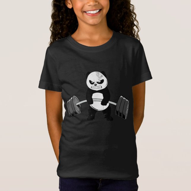 Camiseta Gracioso Panda Workout Kitten Gym Deadlift Power (Anverso)