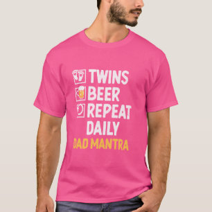 Camiseta Gracioso Papá De Cervezas Gemelas Bebiendo Revea D