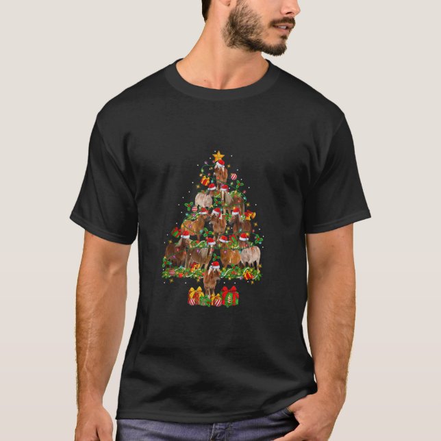 Camiseta Gracioso Papá Noel Caballos Árbol de Navidad Enlum (Anverso)
