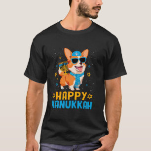 Camiseta Gracioso Papá Noel Corgi Perro Menorah Chanukah Xm