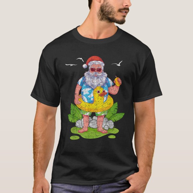 Camiseta Gracioso Papá Noel Tropical Christine Hawaiian Sum (Anverso)