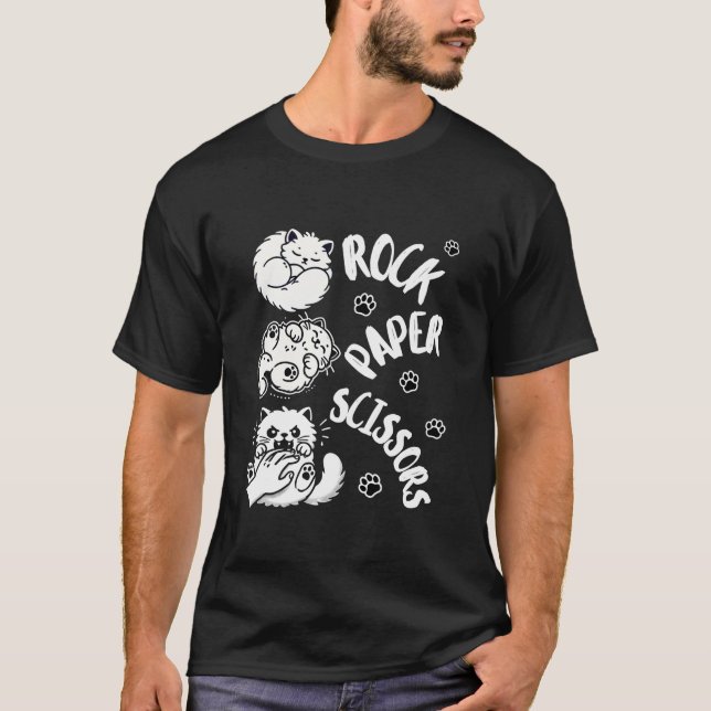 Camiseta Gracioso papel de rock para gato tira juego a gato (Anverso)