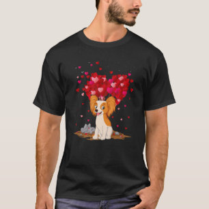 Camiseta Gracioso Papillon Perro Lover Forma Corazón Papill
