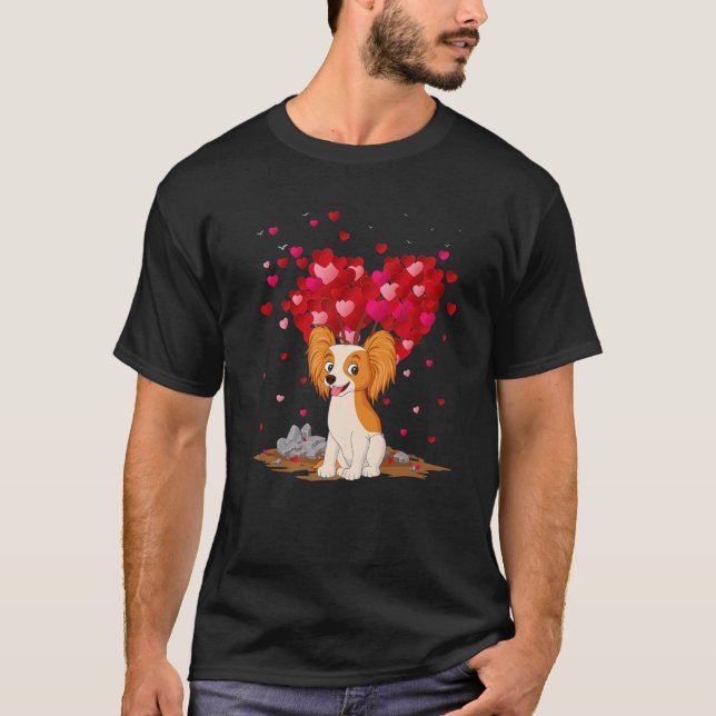 Camiseta Gracioso Papillon Perro Lover Forma Corazón Papill (Anverso)