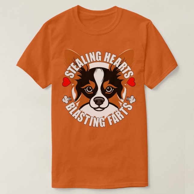 Camiseta Gracioso Papillon robando corazones blastando Perr (Diseño del anverso)