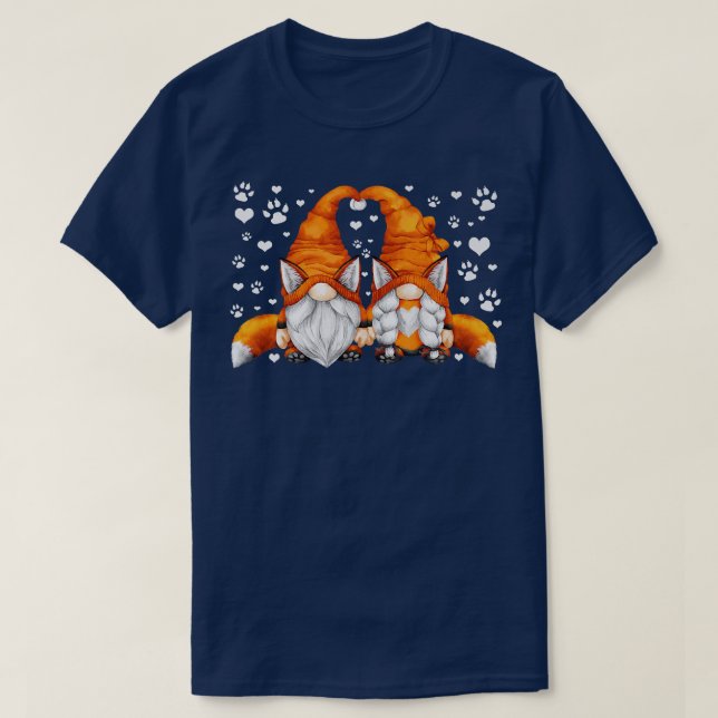 Camiseta Gracioso Para Gnome CoupleCute Heart & Paw Pattern (Diseño del anverso)