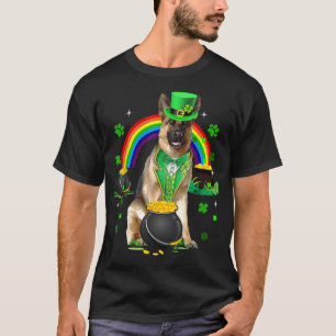 Camiseta Gracioso Pastor Alemán Leprechaun Shamrock St