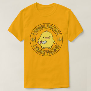 Camiseta Gracioso Pato Amarillo Con Cuchillo