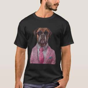 Camiseta Gracioso perro de Boxer rosa y sombras para dueño