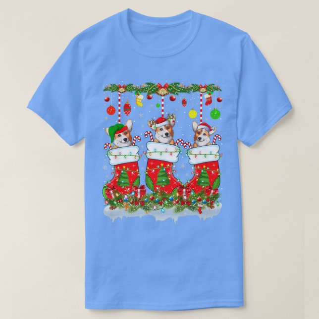 Camiseta Gracioso perro de Corgi galés cardigano en Navidad (Diseño del anverso)