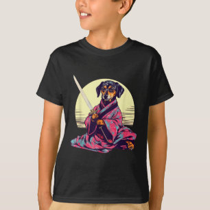 Camiseta Gracioso perro de Dachshund Wiener tatuaje japonés