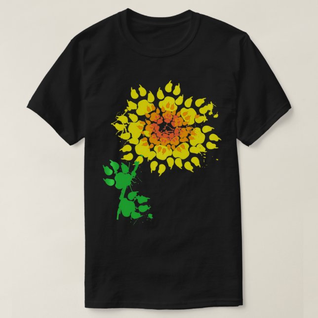 Camiseta Gracioso perro de garra de girasol Imprimir regalo (Diseño del anverso)