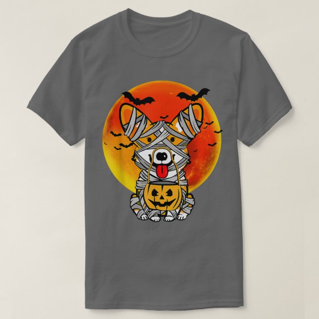 Camiseta Gracioso perro de Halloween disfraz Welsh Corgi Pu (Diseño del anverso)