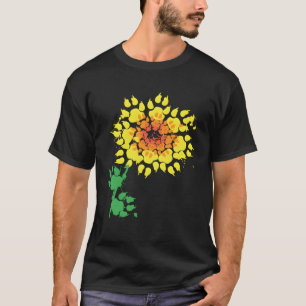 Camiseta Gracioso perro de la pintura al girasol regalo par