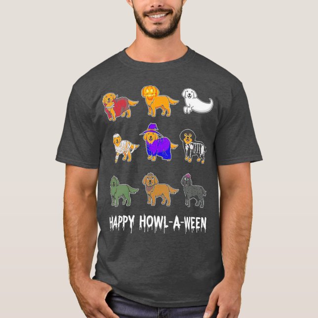 Camiseta Gracioso perro de la recuperación de oro Halloween (Anverso)