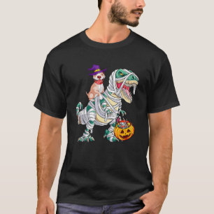 Camiseta Gracioso perro de Pitbull montando momia dinosauri