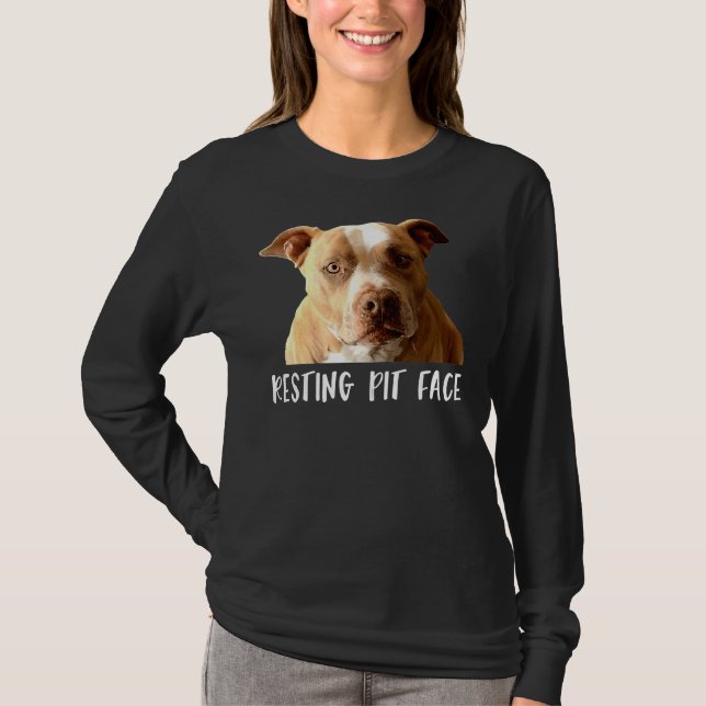Camiseta Gracioso perro de Pitbull Resting Pit Face (Anverso)