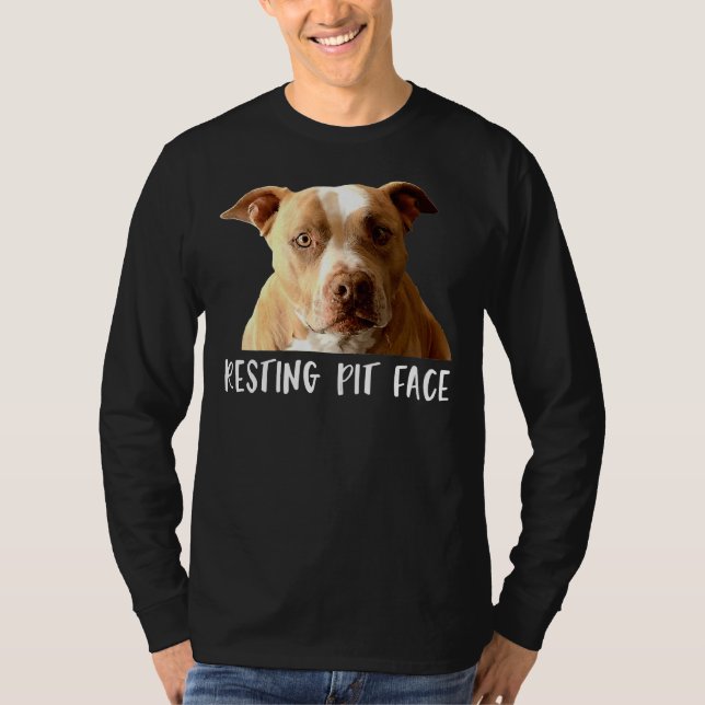 Camiseta Gracioso perro de Pitbull Resting Pit Face (Anverso)