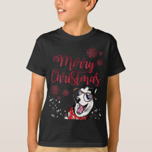 Camiseta Gracioso perro Husky Feo Navidad Feliz Navidad