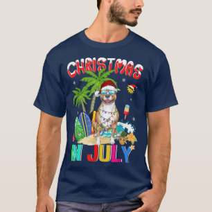 Camiseta Gracioso Perro Pitbull en Santa Hat Gafas de sol C