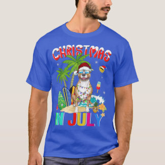 Camiseta Gracioso Perro Pitbull en Santa Hat Gafas de sol C