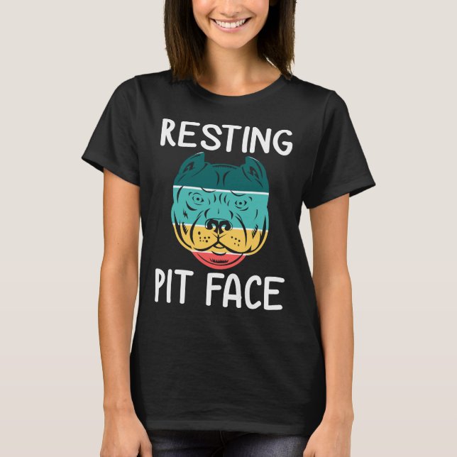 Camiseta Gracioso perro Pitbull Resting Pit Face Vintage (Anverso)