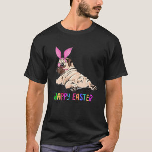 Camiseta Gracioso Perro Pug Bunny Semana Santa Conejo Feliz