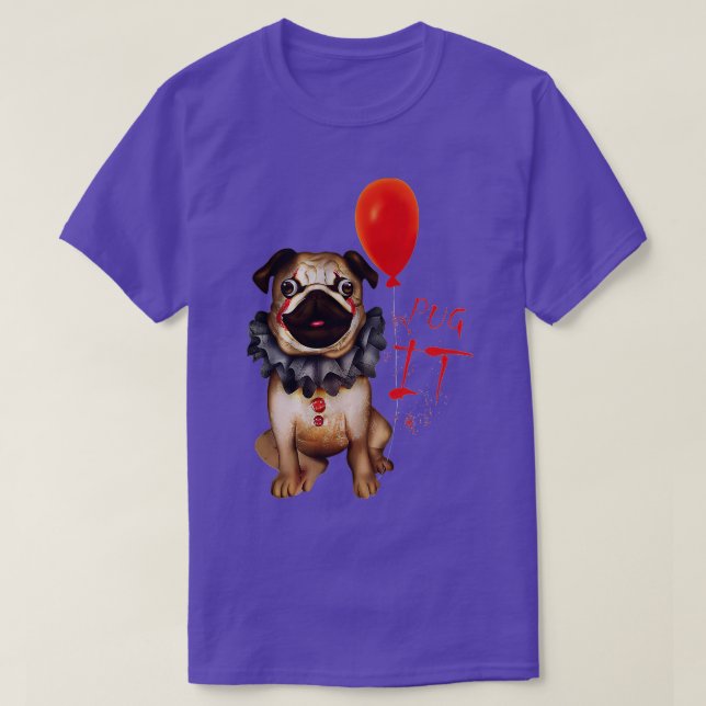 Camiseta Gracioso Perro Pug Horror Pug Payaso Pug It Hallow (Diseño del anverso)